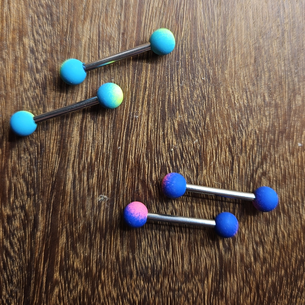 2 Pack Colorful Barbell Nipple Rings